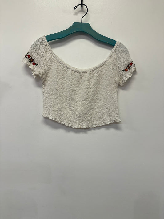 White Smocked Floral Crop Top