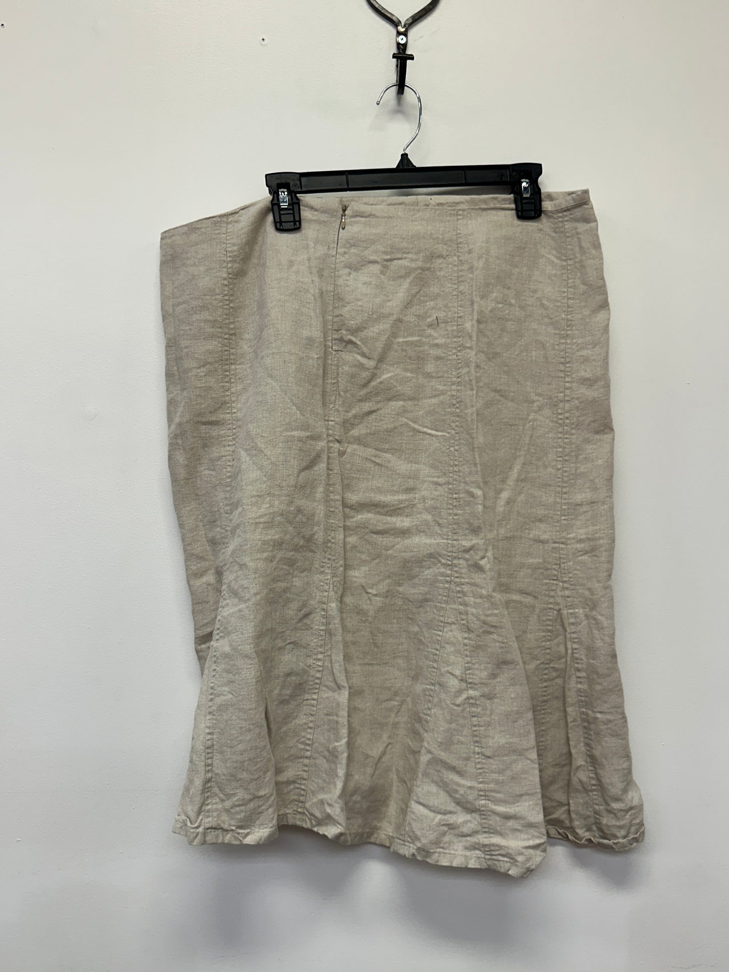 Beige Linen Midi Skirt Medium