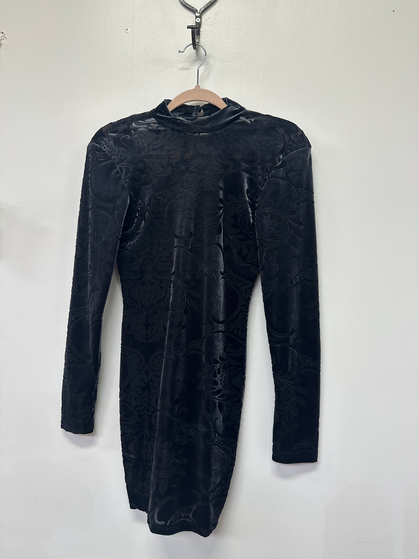 Black Velvet Burnout Dress
