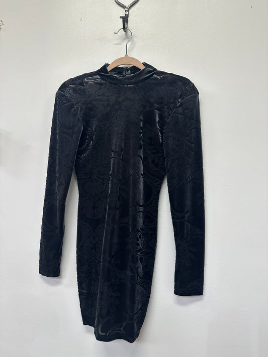 Black Velvet Burnout Dress