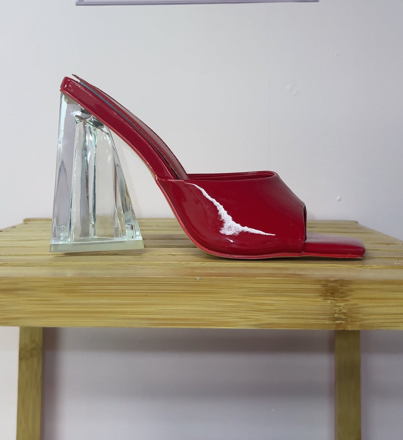 Red Clear Block Heels