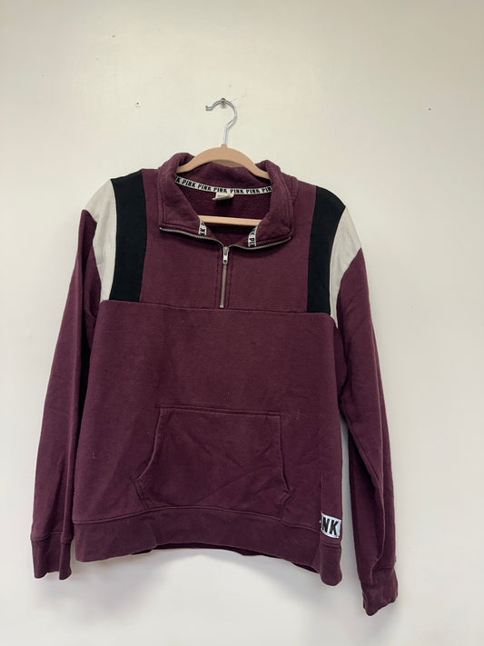 PINK Burgundy Quarter Zip Pullover