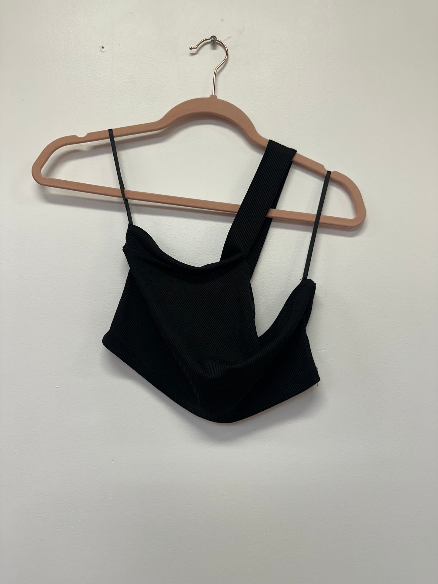 Black Ribbed Asymmetrical Tank