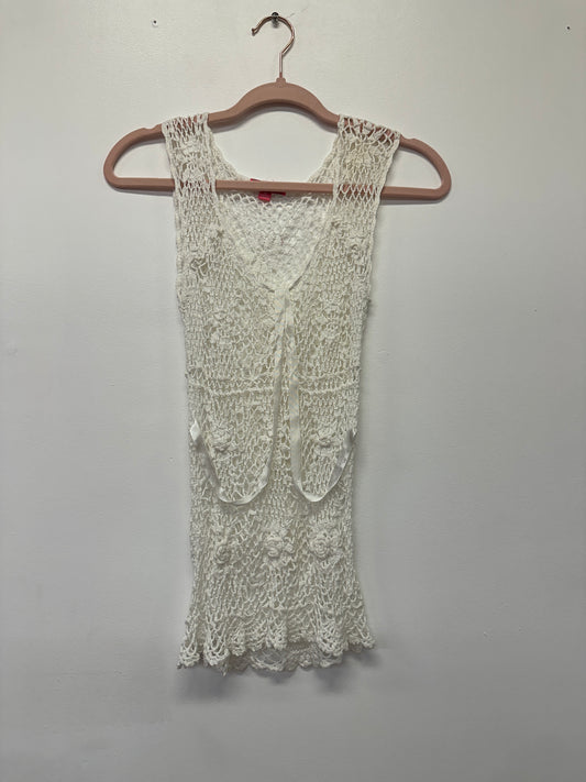 White Crochet Knit Tank