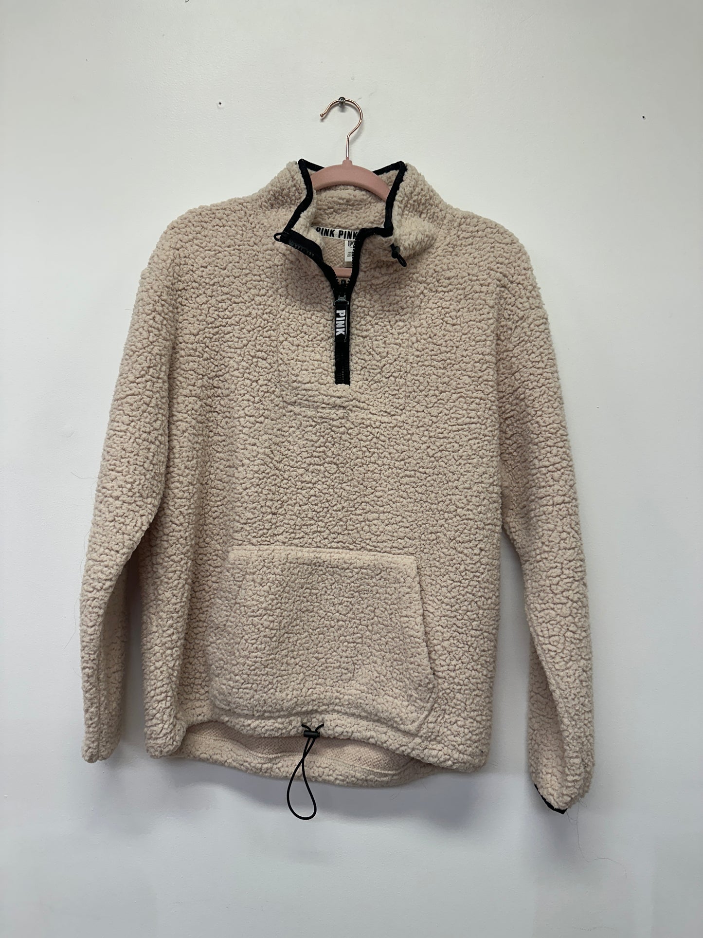 PINK Cream Sherpa Quarter Zip Pullover