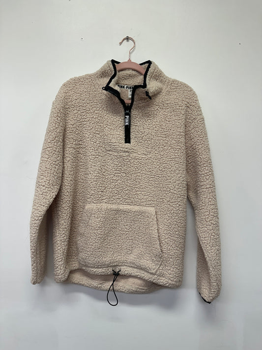 PINK Cream Sherpa Quarter Zip Pullover