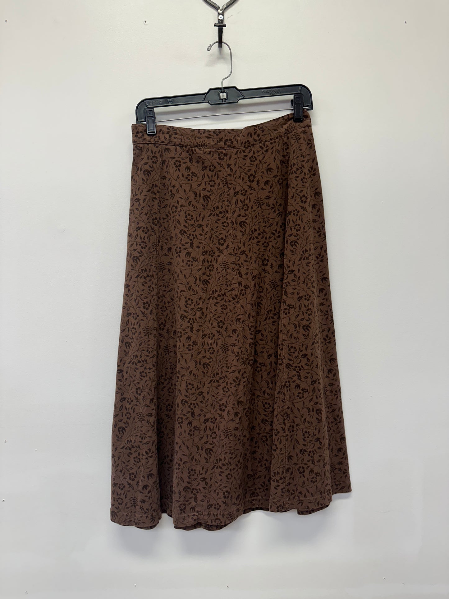 L.L. Bean Brown Floral Midi Skirt