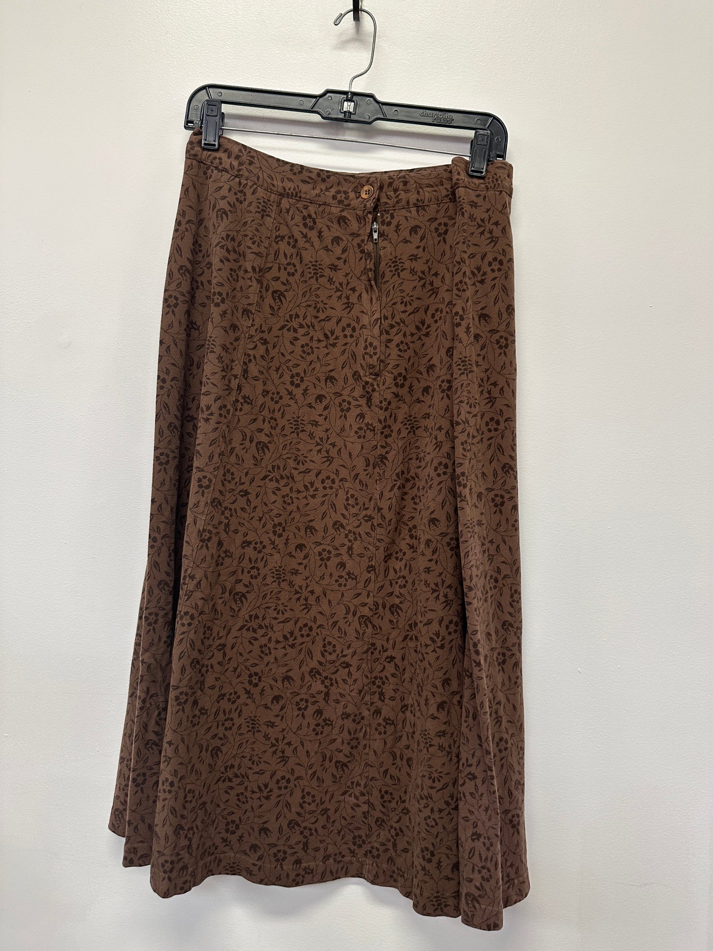 L.L. Bean Brown Floral Midi Skirt